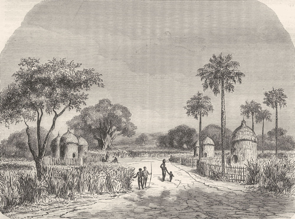 SUDAN. Balaniya, Capital of Barri, Upper Nile 1870 old antique print picture